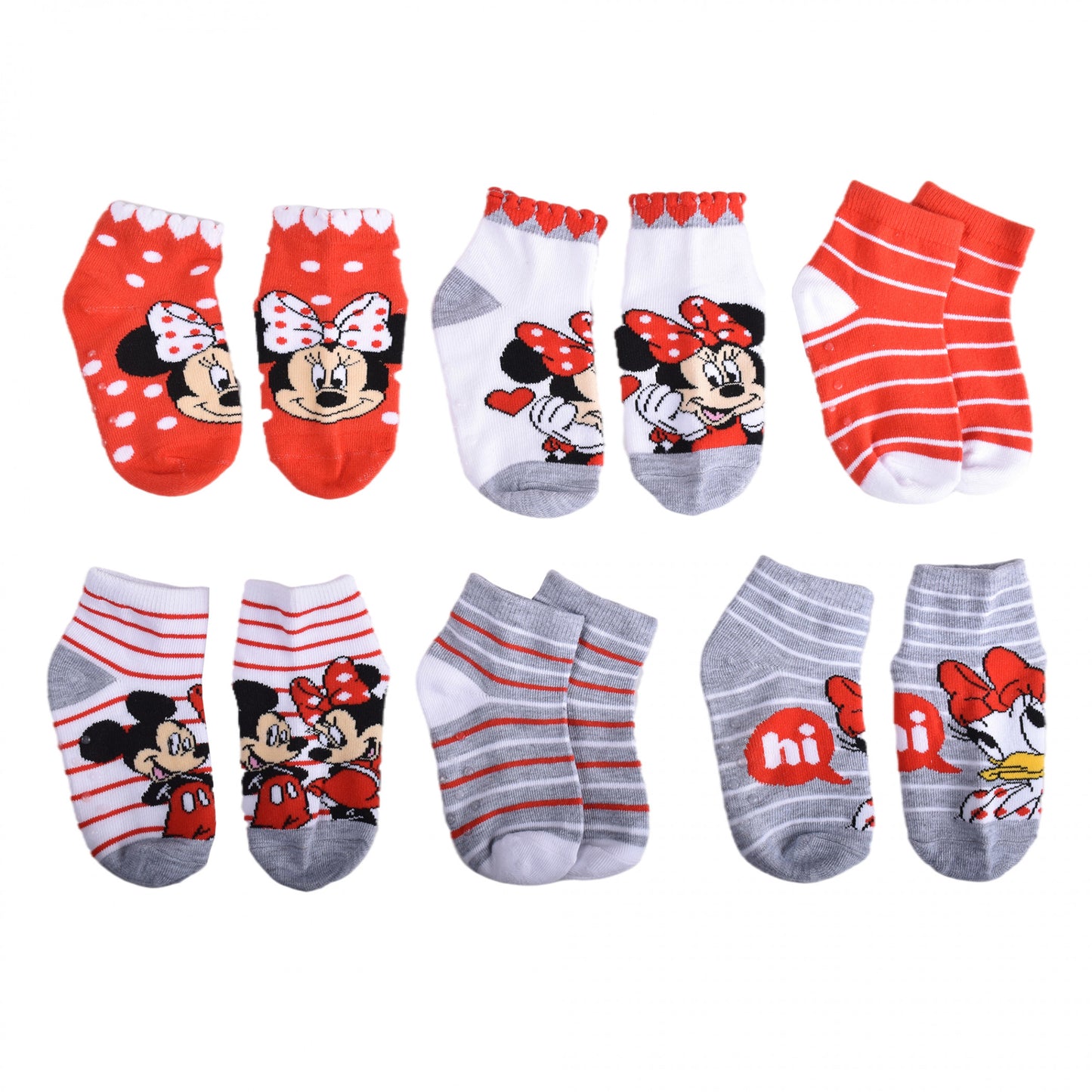 title:Disney Minnie Mouse and Daisy Duck Baby Girl Crew Socks 6-Pack;color:Multi-Color