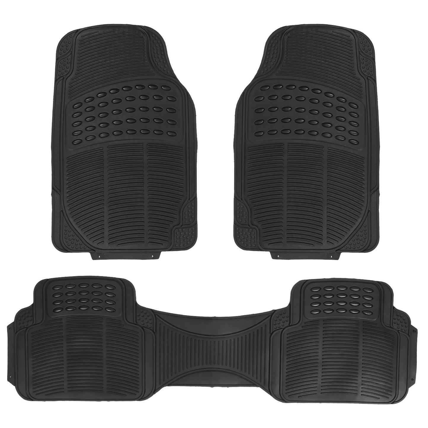 title:3Pcs Automotive Floor Mats Set Front Rear PVC Rubber Floor Mats Heavy Duty Drive Vehicle Car Mats with Trimmable Design Fit Most Cars SUVs Trucks;color:Black