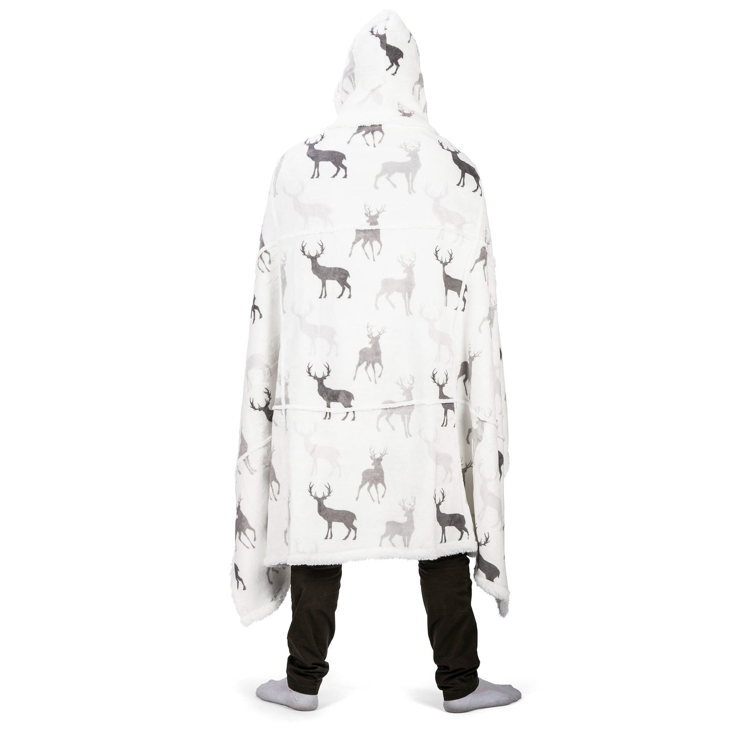 Hooded Throw Printed Flannel Deer Silhouettes