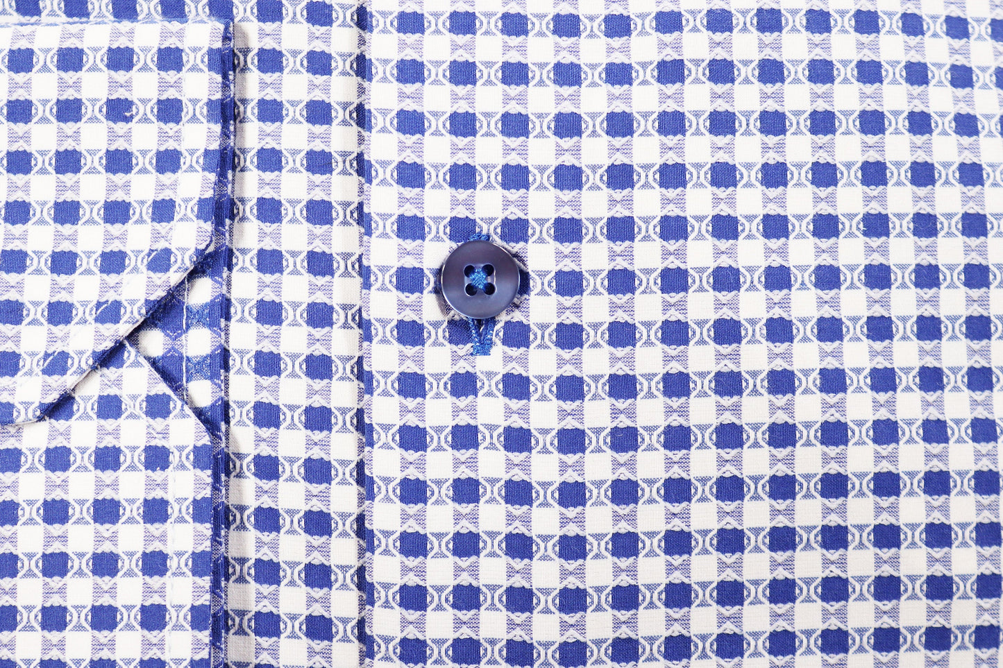 Blue and White Gingham with Diamond Pattern