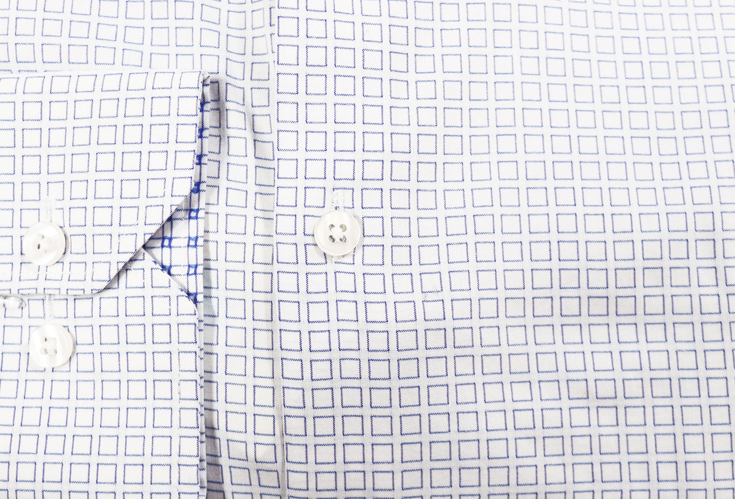 White with Blue Square Pattern