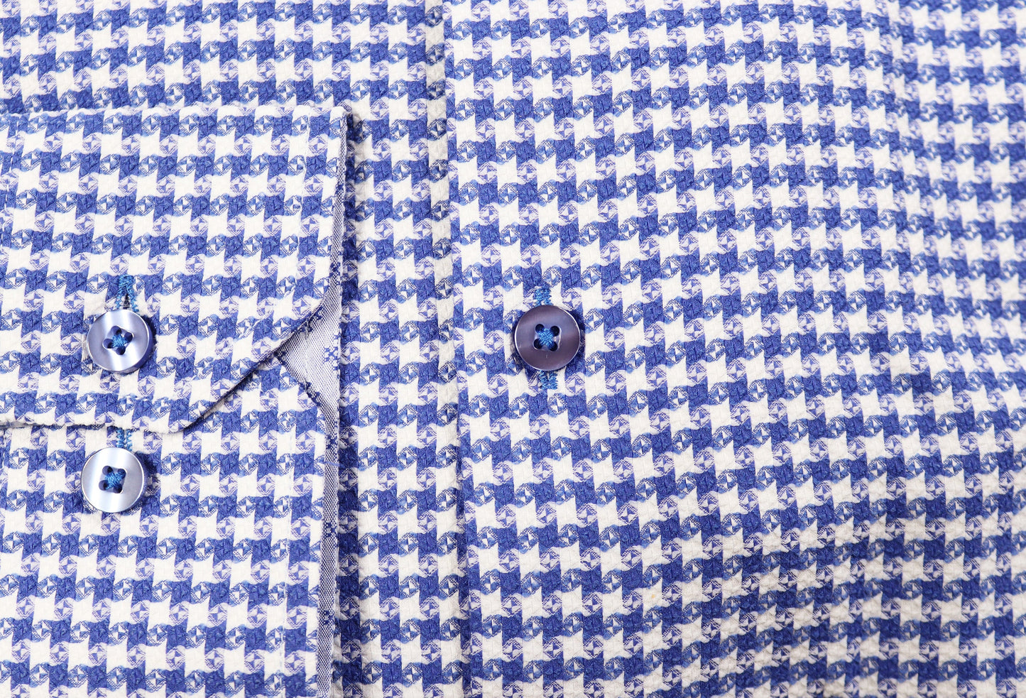 Blue and White Small Geometric Check