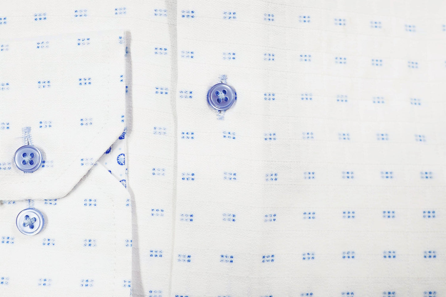 White with Blue Dot Square Pattern