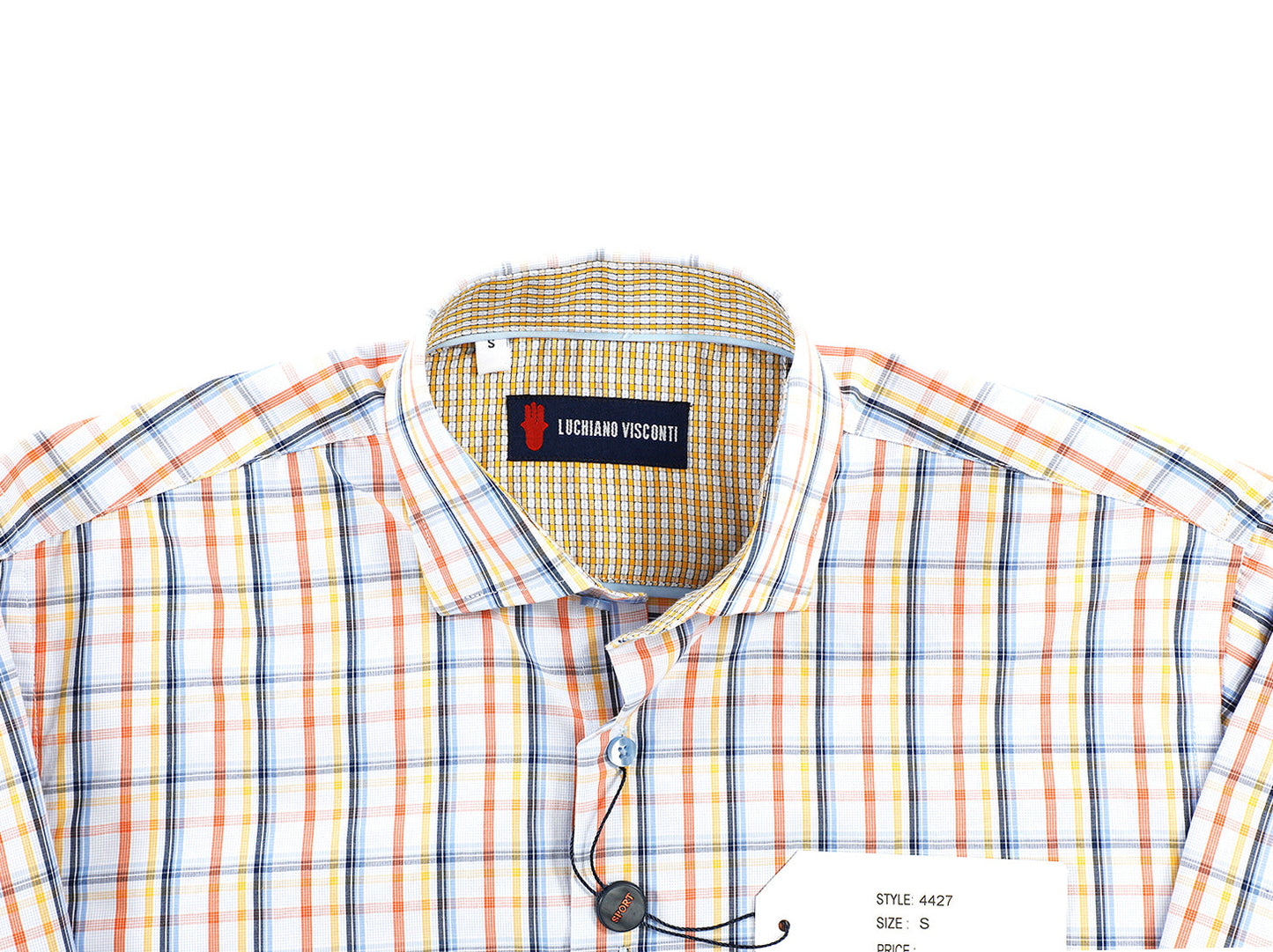 Light Blue with Orange, Yellow and Navy Plaid