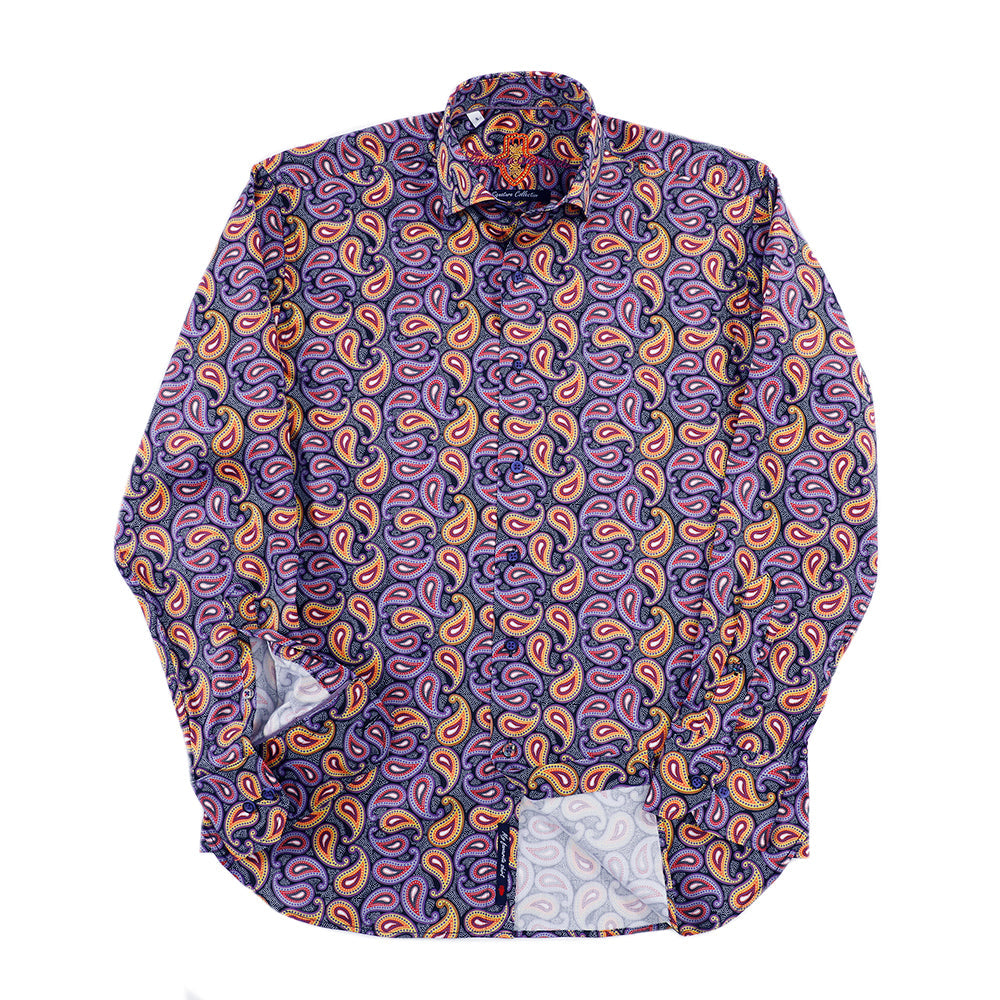 Black with Orange, Yellow, Purple and Red Paisley