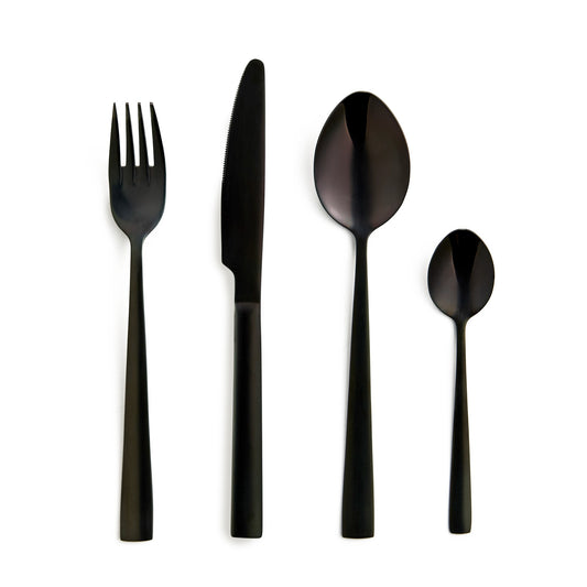 Safdie & Co. Silverware Flatware Cutlery Stainless Steel Black Onyx Square 16 piece Set