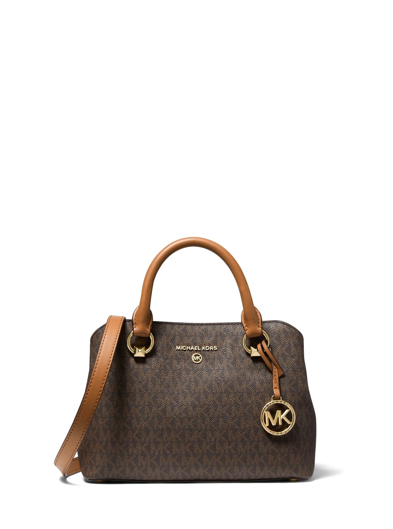 title:Michael Kors Women's Brown & Acorn Edith Small Logo Satchel;color:Brown / Acorn