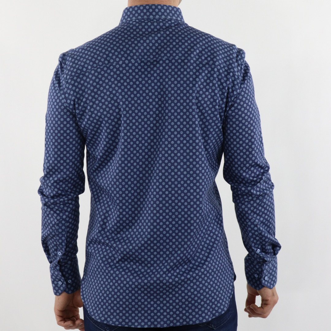 Max Colton James Shirt in Navy Dot