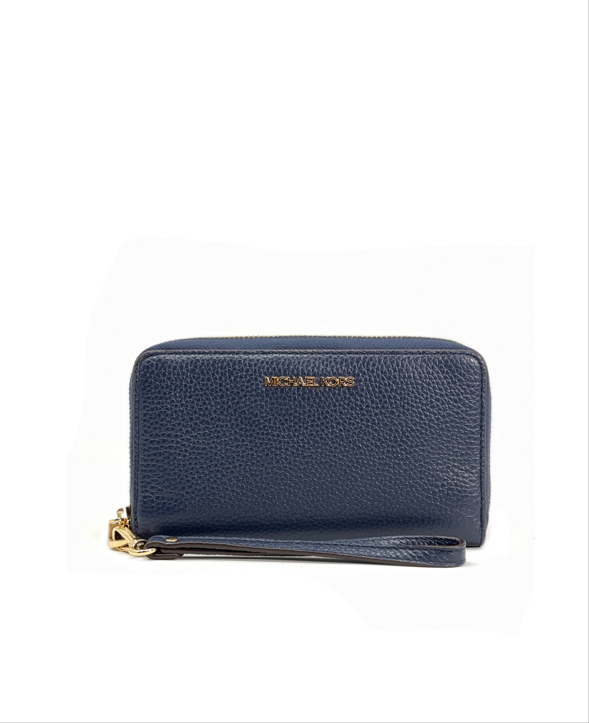 title:Michael Kors Women's Navy Jet Set Travel Large Flat Multifunction Phone Case Wristlet;color:Navy