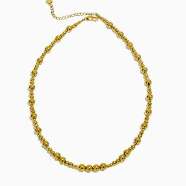 title:Dual Bead Size Collar Necklace;color:Gold