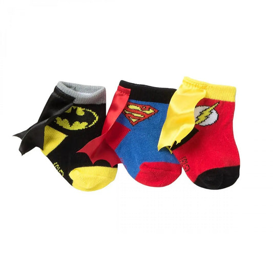 title:DC Comics Hero Logo Sock Booties 3-Pack;color:Multi-Color