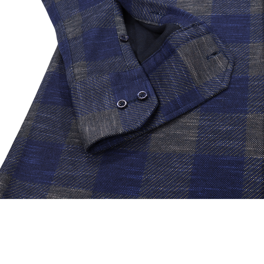 Max Colton James Shirt in Grey Navy Plaid