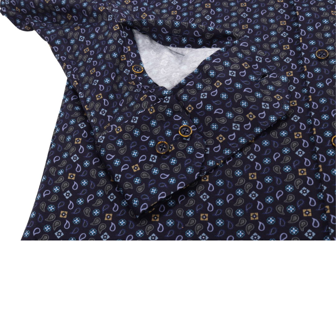 Max Colton James Shirt in Navy Print (Big & Tall)