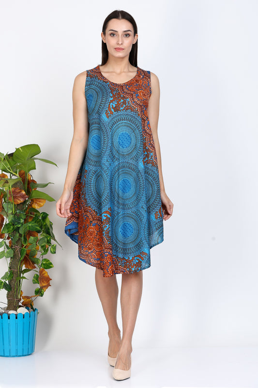 India Blue Women's Circular Print Dress