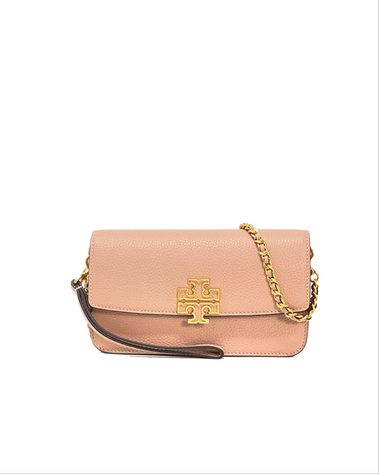 title:Tory Burch Light Meadowsweet Britten Chain Wallet With Wristlet;color:Light Meadowsweet