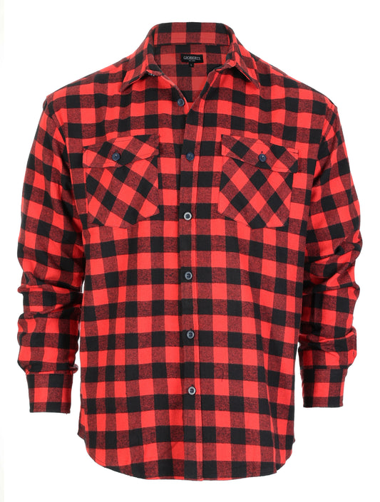 title:Gioberti Men's Red / Black Checkered Plaid Checkered Brushed Flannel Shirt;color:Red / Black Checkered