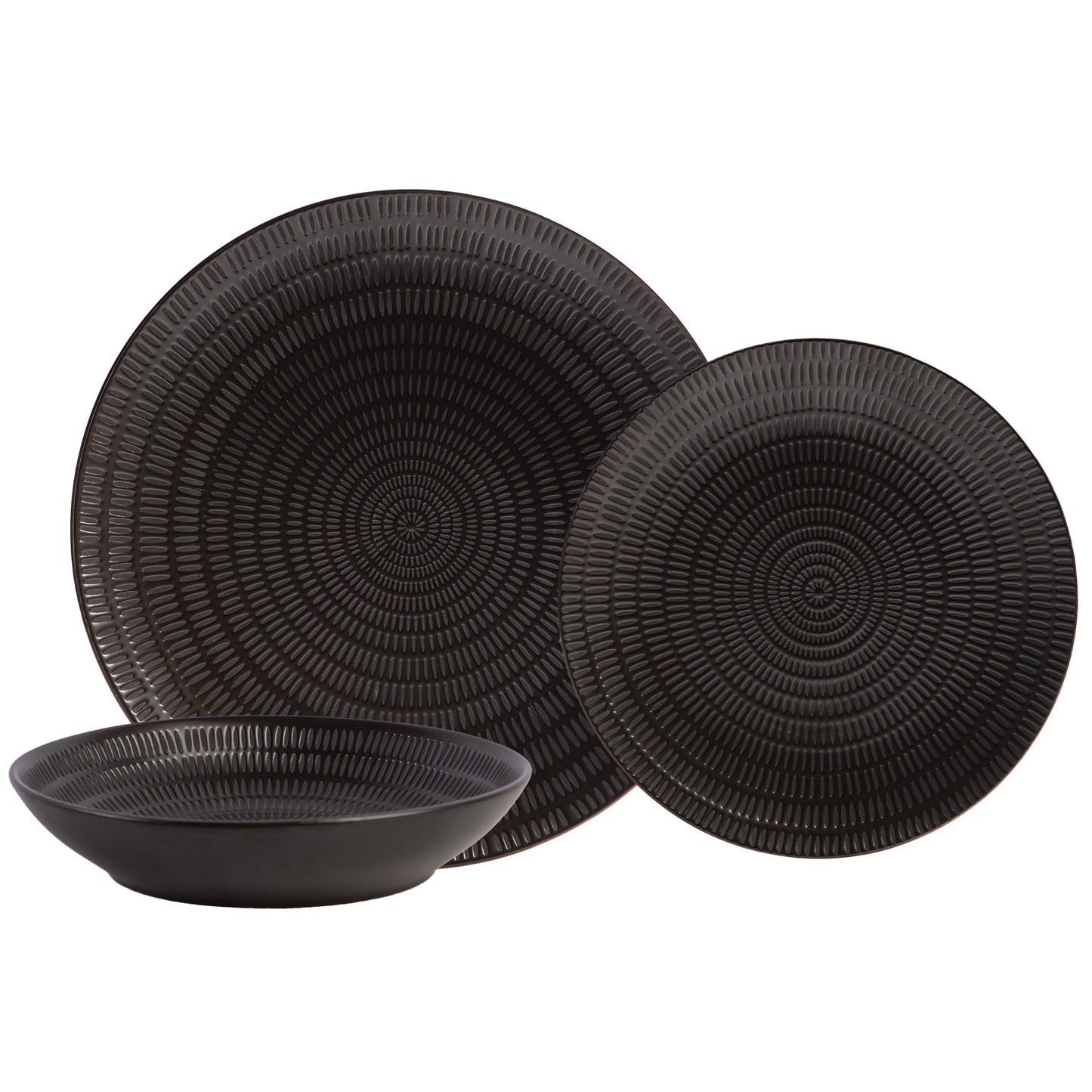 title:Safdie & Co. Dinnerset 12PC Stoneware Capri Black;color:Black