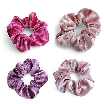 title:Velvet Scrunchies, 4 Pack;color:Light Color Pallet