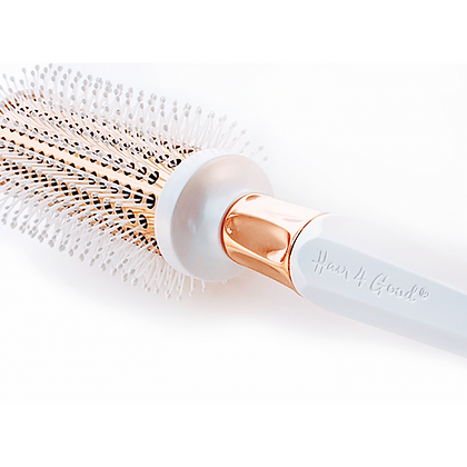 title:Medium Round Thermal Hair Brush;color:White Pearl And Rose Gold