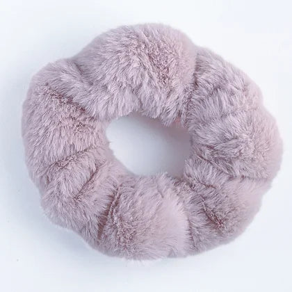 title:Faux Fur Scrunchies, Extra Fluffy, 3 Pack;color:Pink, Rose, Grey