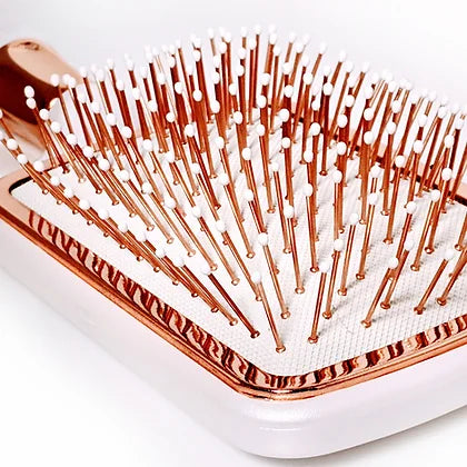 title:Paddle Hair Brush;color:White Pearl And Rose Gold