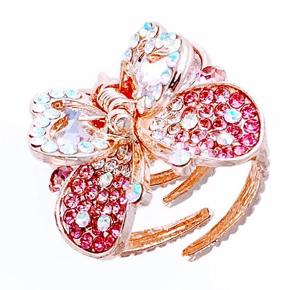 title:Pink Rhinestone And Crystal Jaw Clip;color:Pink With Rhinestones