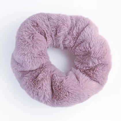 title:Faux Fur Scrunchies, Extra Fluffy, 3 Pack;color:Pink, Rose, Grey