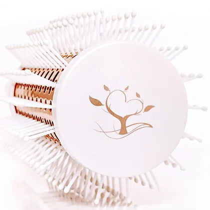 title:Large Vented Round Hairbrush;color:White Pearl And Rose Gold