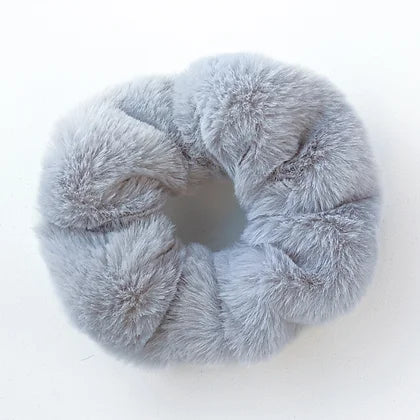 title:Faux Fur Scrunchies, Extra Fluffy, 3 Pack;color:Pink, Rose, Grey