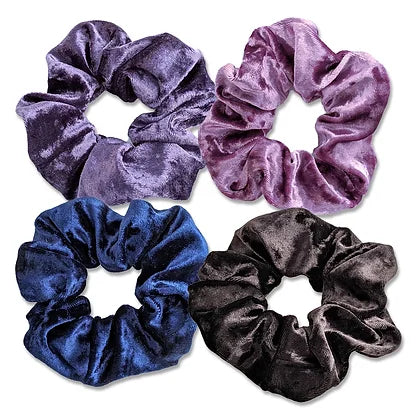 title:Velvet Scrunchies, 4 Pack;color:Dark Color Pallet