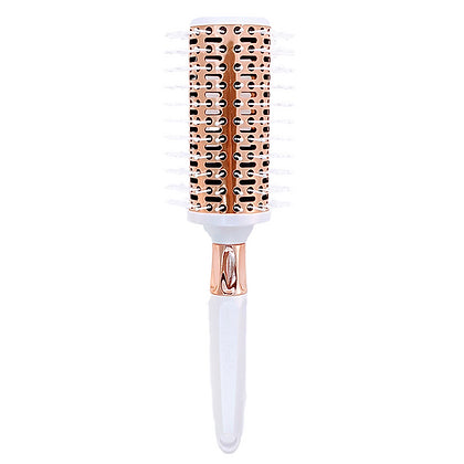 title:Large Vented Round Hairbrush;color:White Pearl And Rose Gold