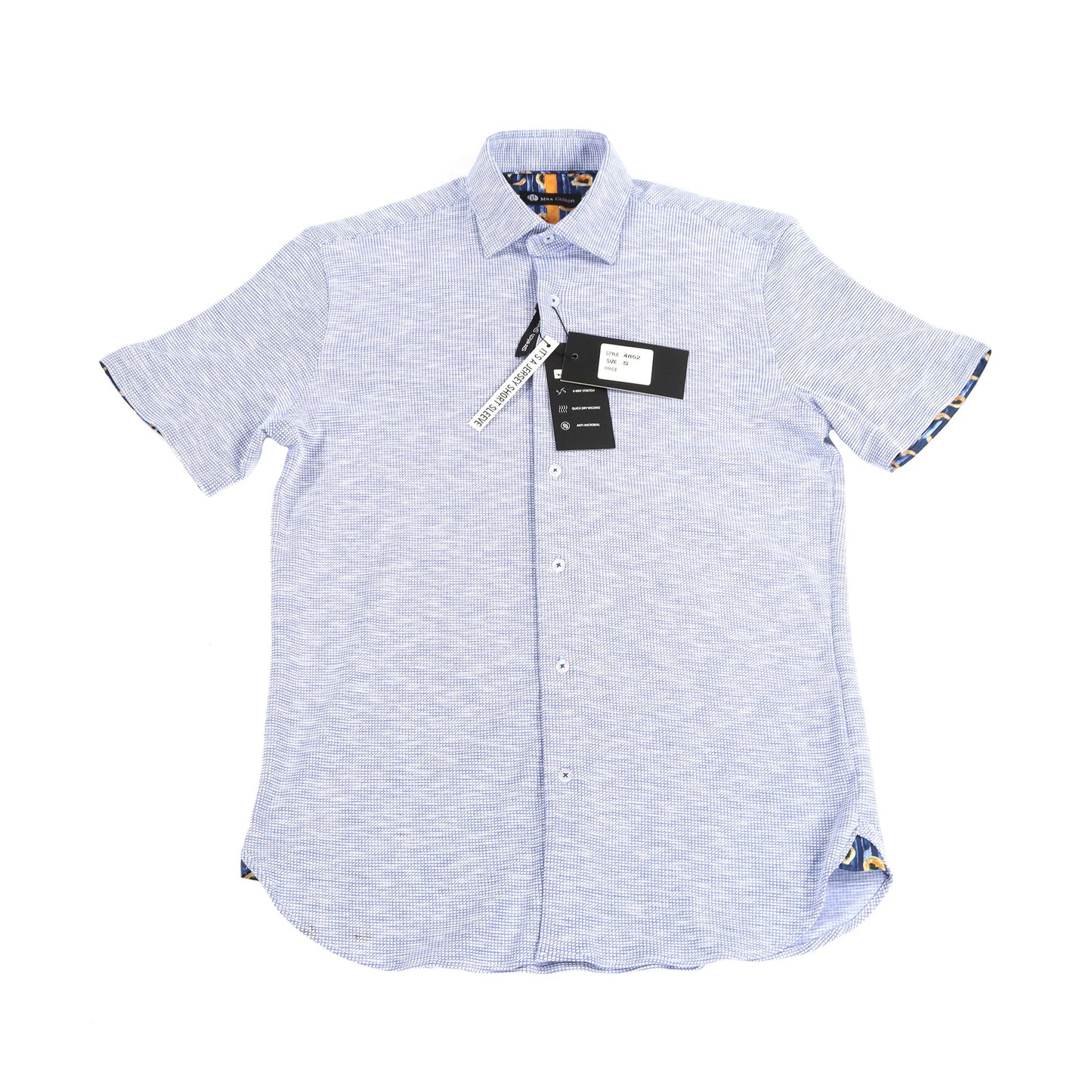 Max Colton Navy and White Waffle Check Short Sleeve Jersey Knit