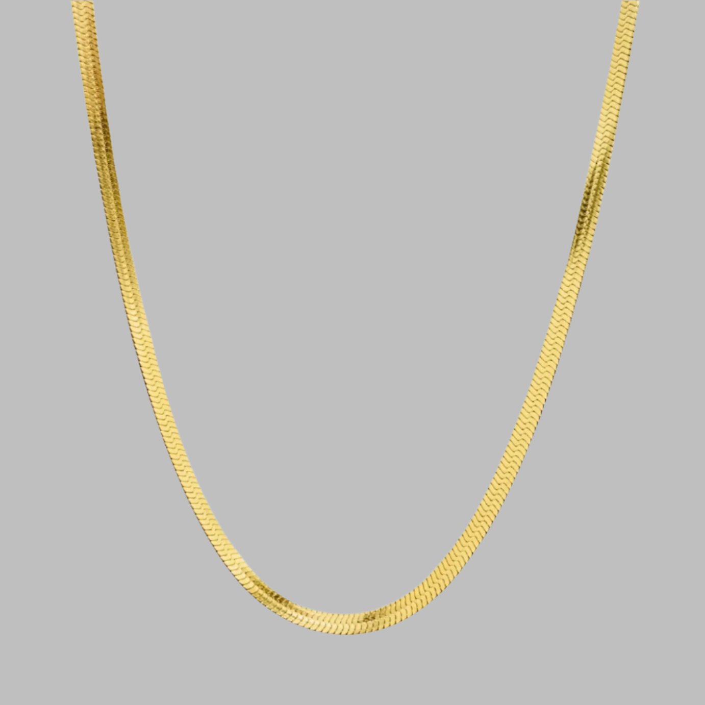 title:Elegant Herringbone 4mm Chain Necklace;color:Gold