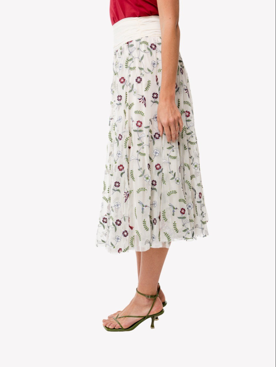 LOULOU DAMOUR Women's Mafalda Hummingbird Runway Emb. Skirt