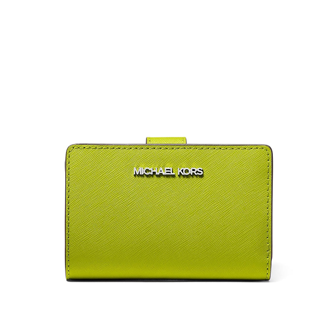 title:Michael Kors Women's Jet Set Travel Medium Bifold Saffiano Leather Wallet;color:Lime