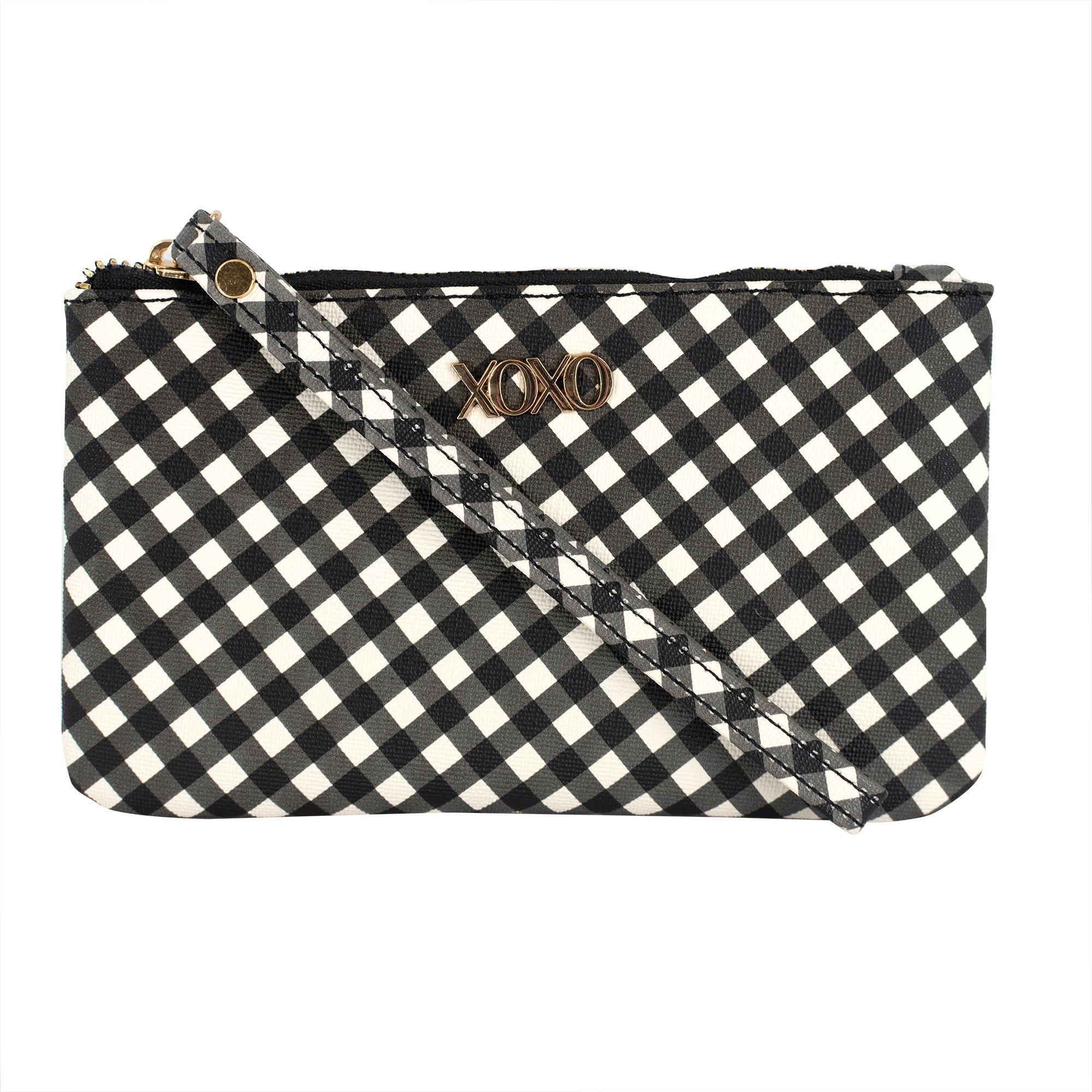 XOXO Women’s Large Black Saffiano Multifunction Solid / Patterned Wristlet - Ruumur