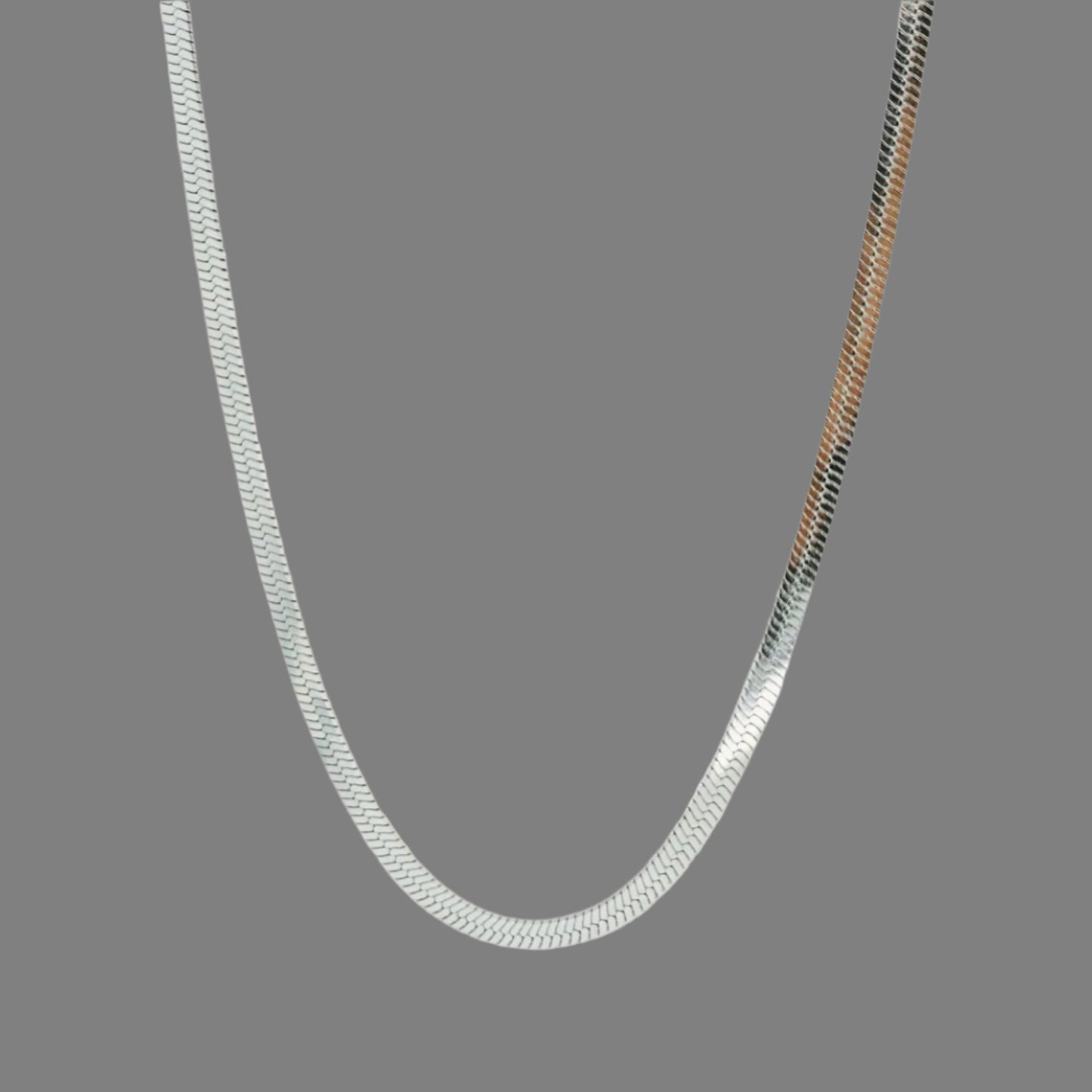 title:Elegant Herringbone 4mm Chain Necklace;color:Silver