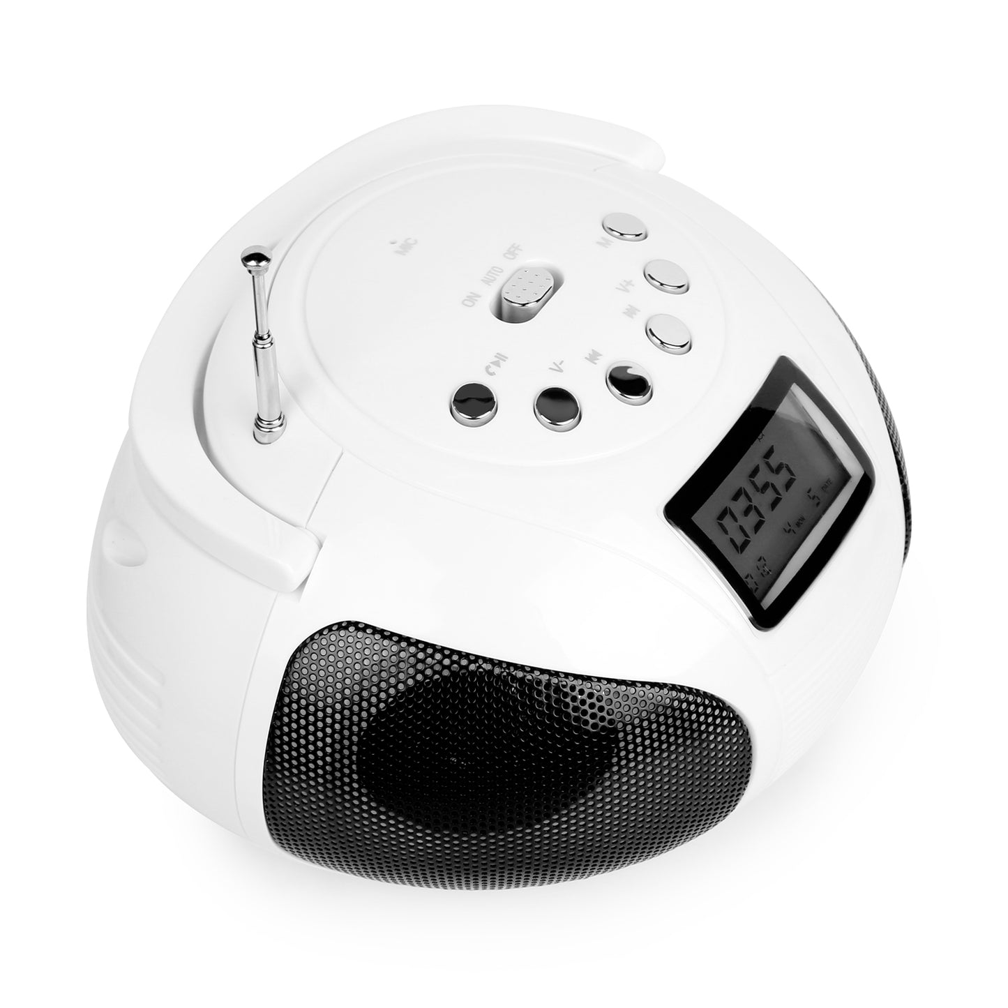 title:Wireless Speaker with Alarm Clock and Micro SD player Function;color:White