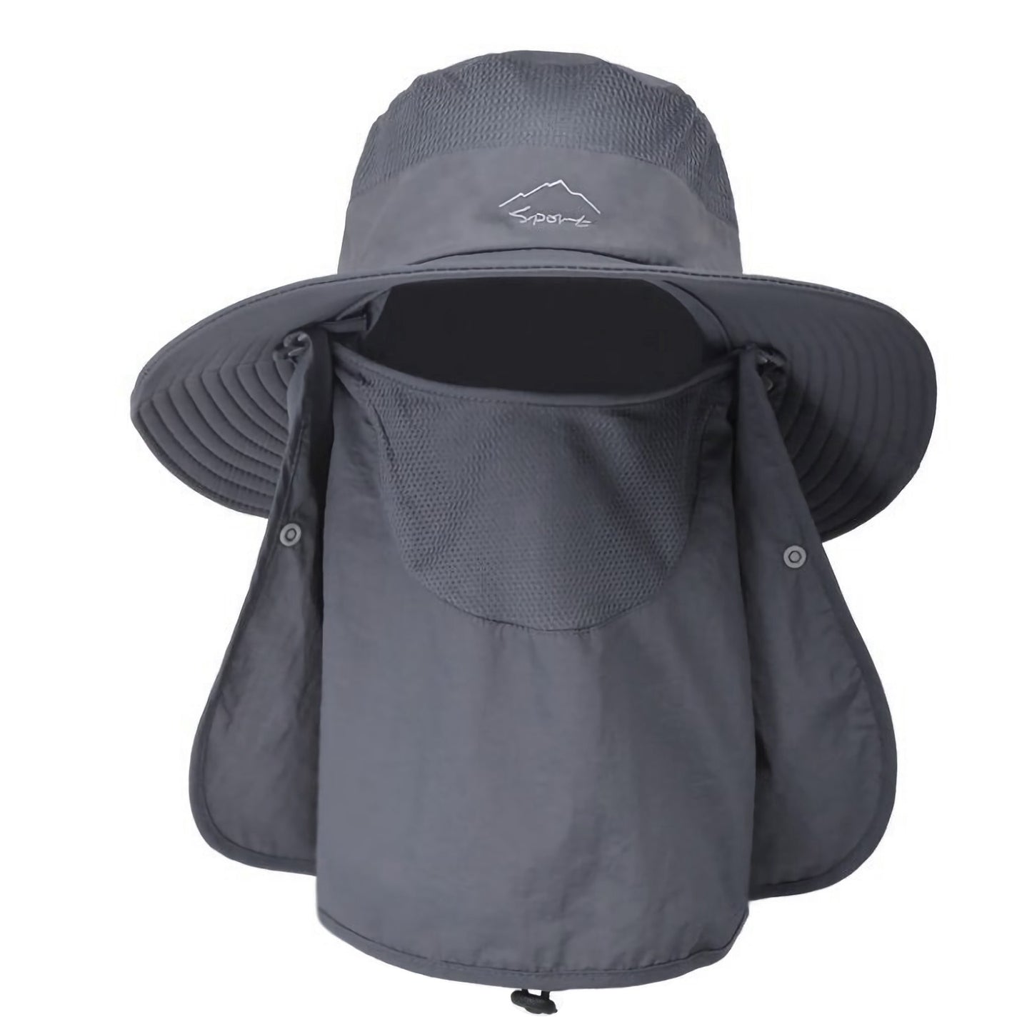 title:Fishing Bucket Hat Wide Brim Breathable Unisex Hat Sunlight-proof Removable Neck Face Fishing Cap For Fishing Hiking Traveling;color:Gray