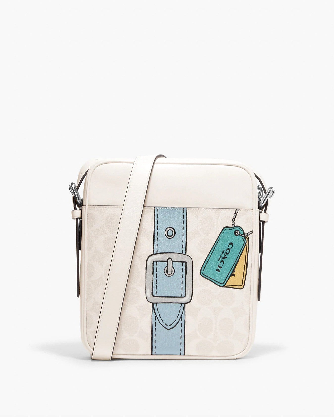 title:Coach Hudson Crossbody 21 In Signature Canvas With Trompe L'oeil Print;color:Chalk Multi