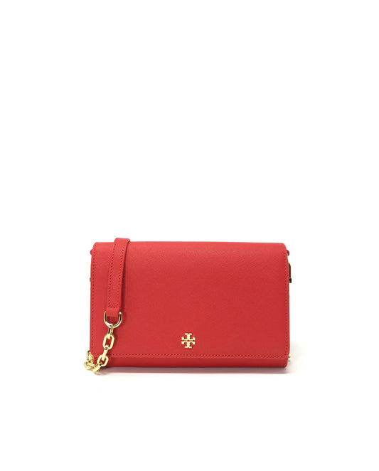 title:Tory Burch Poppy Orange Emerson Chain Wallet;color:Poppy Orange