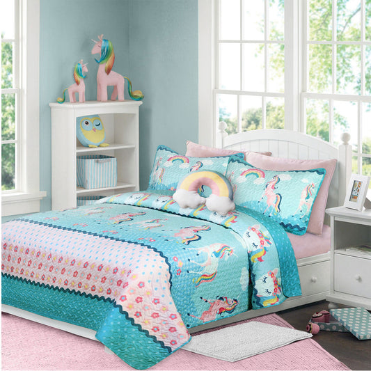 title:Safdie & Co. Quilt 3PC Set DQ Rainbow;color:Multi