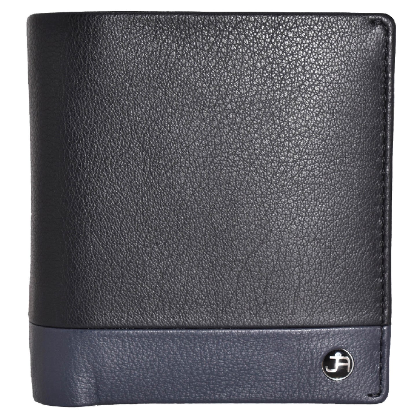 title:Jack Abrahams Bi-Fold RFID Wallet With ID Window Pocket;color:Black/Navy