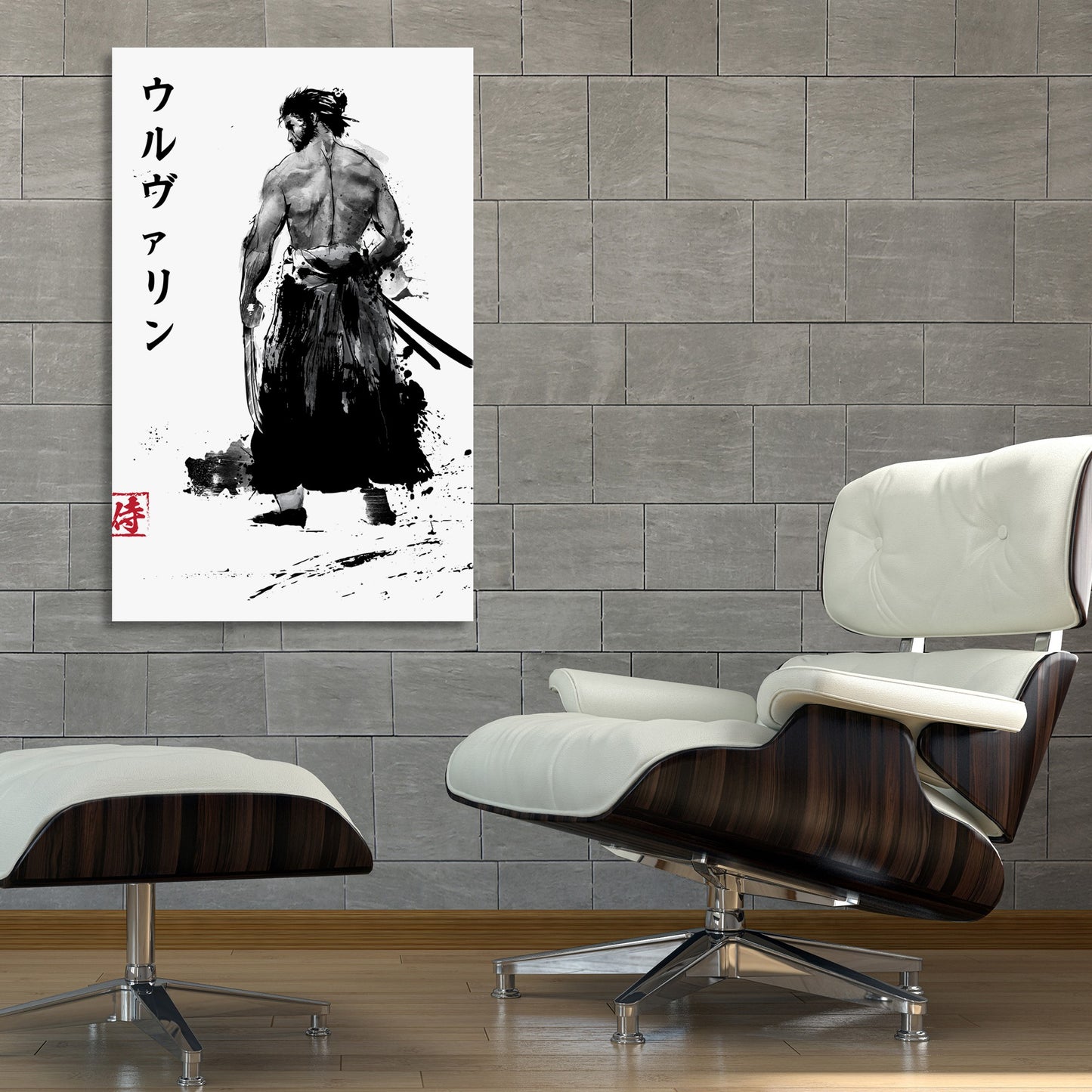 Immortal Samurai Sumi-E Fine Art Stretched Canvas