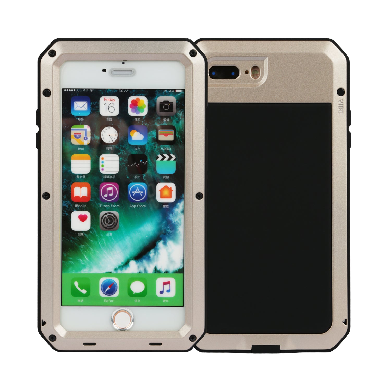 title:Rugged Shock-Resistant Hybrid Full Cover Case For iPhone 7 Plus;color:Gold