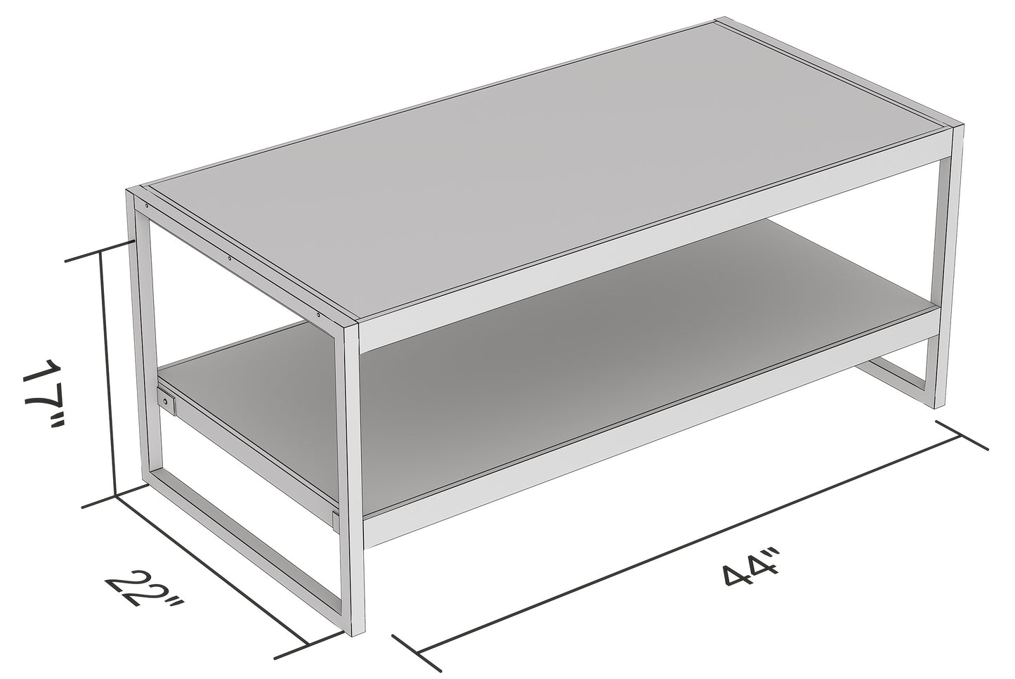 Safdie & Co. Coffee Table 47.25" Dark Taupe Black Metal, Central Table for Living Room