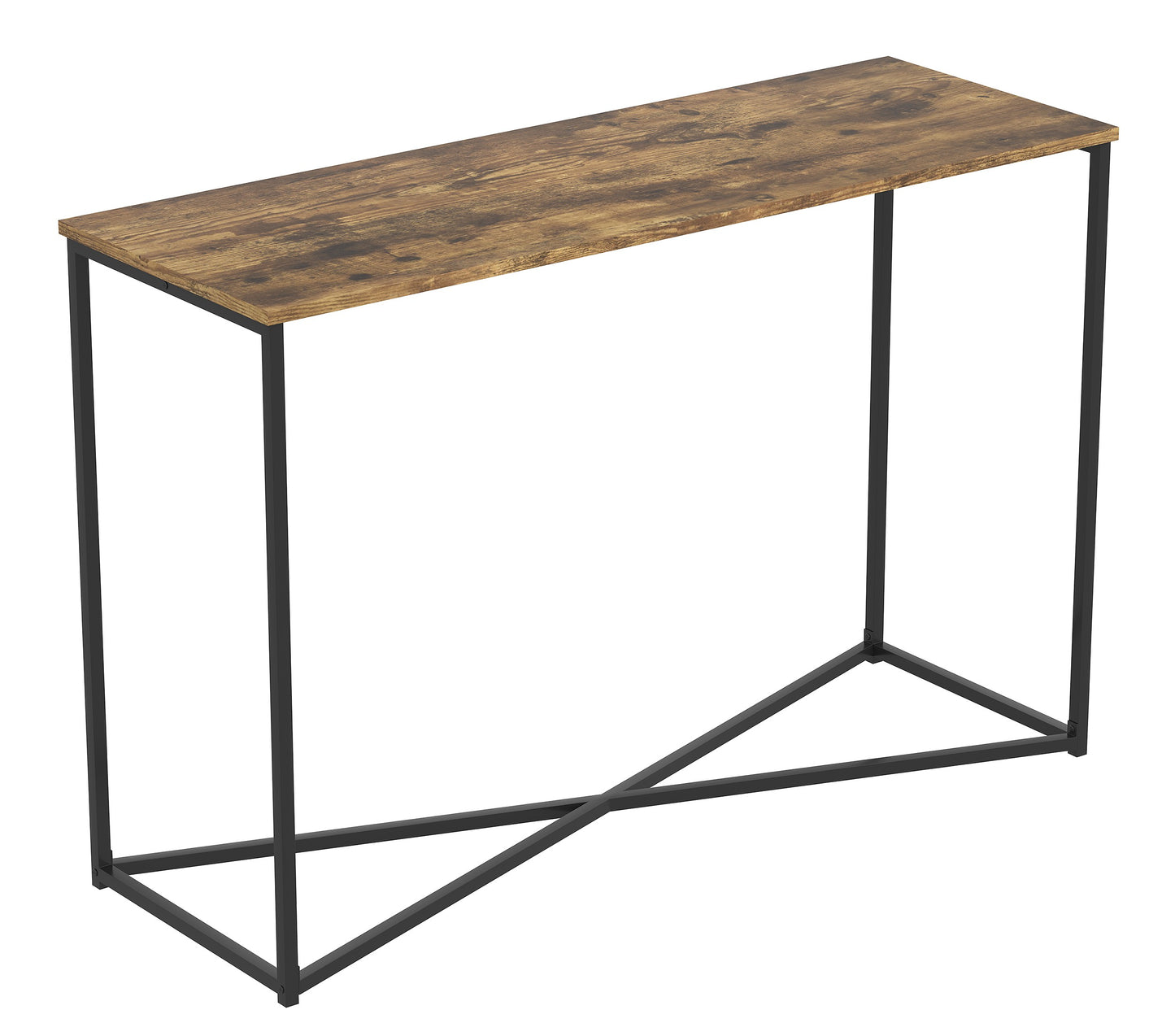 Safdie & Co. Console Table 44" Brown Reclaimed Wood Black X Metal, Entryway or Sofa Table for Living Room