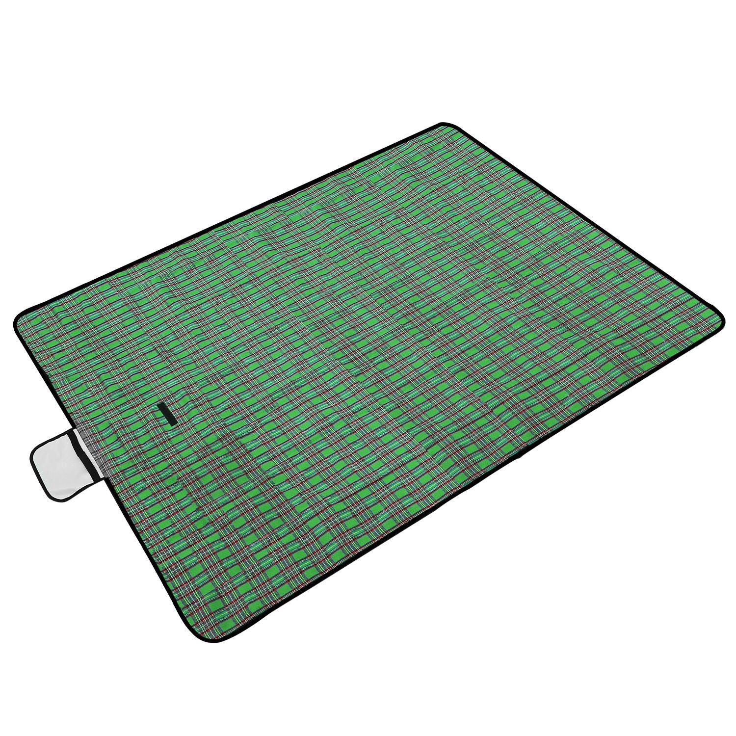 title:60" x 78" Waterproof Picnic Blanket Handy Mat with Strap Foldable Camping Rug for Camping Hiking Grass Travelling;color:Green