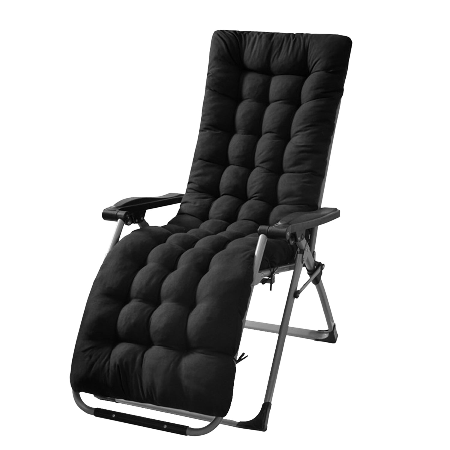 title:66.92x22.04in Thickened Chaise Lounger Cushion Recliner Rocking Chair Sofa Mat Deck Chair Cushion;color:Black