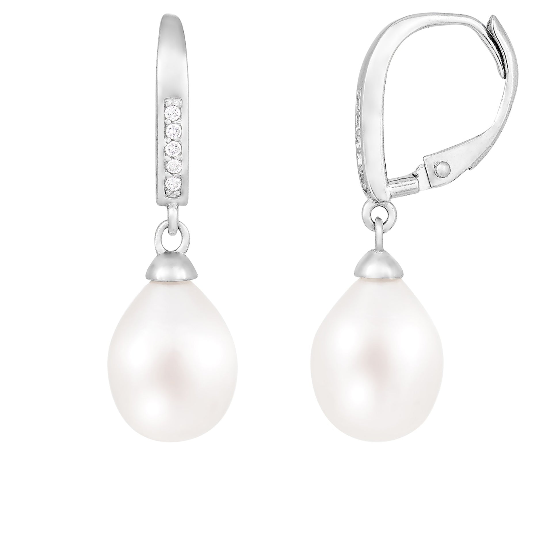 title:Splendid Pearls Sterling Silver Pearl Earrings ESR-418;color:White